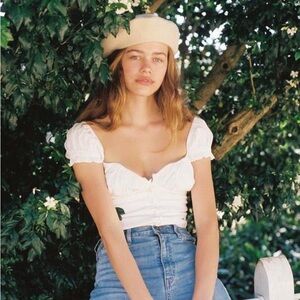 With Jean | Louie Milkmaid Top‎ White Size XS
